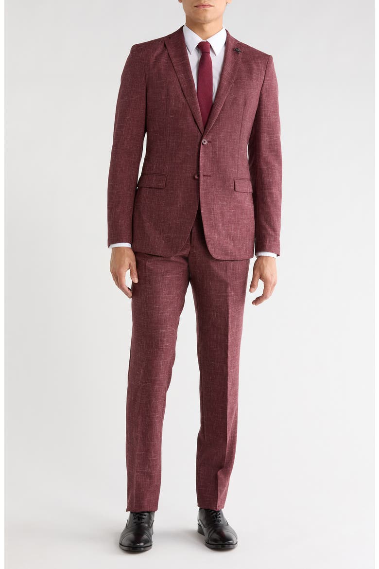 Solid Wool Blend Suit, Main, color, RED