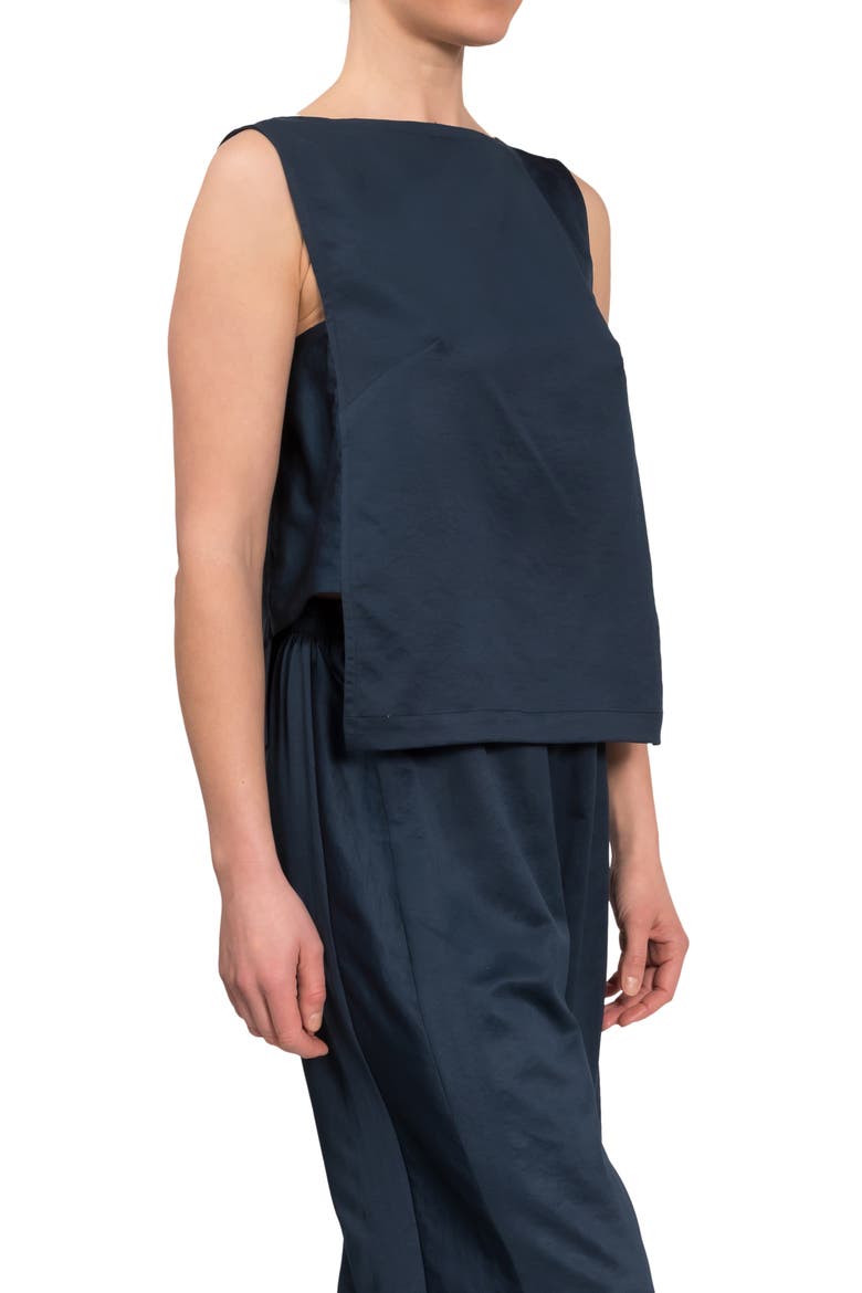 Piper Wide Leg Sleeveless Cotton Pajamas, Alternate, color, INKY BLUE