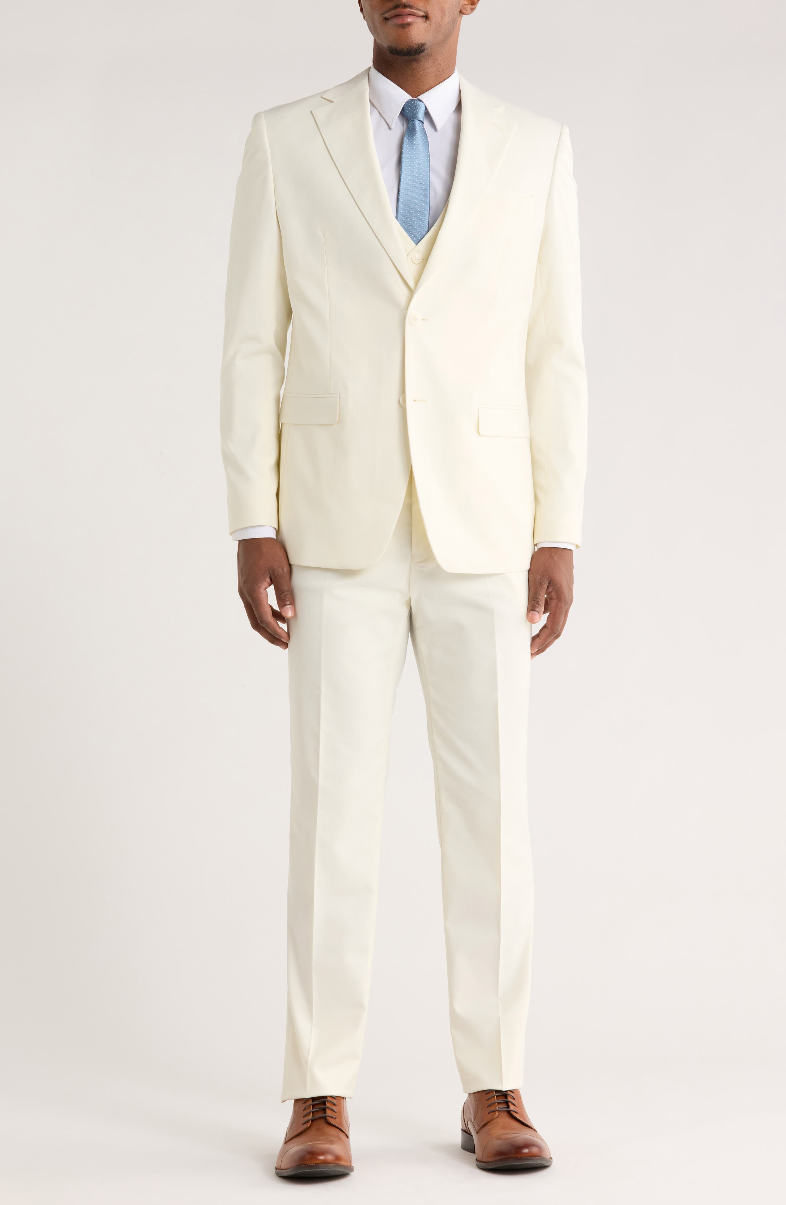 ZEGARIE White Solid 3-Piece Suit