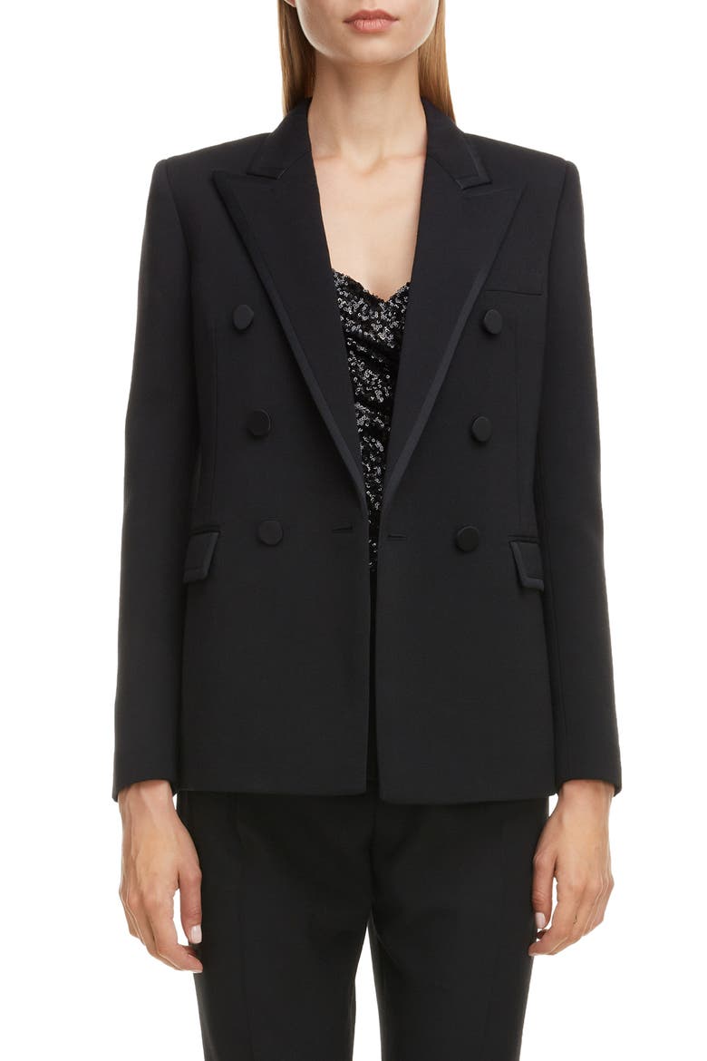 Piped Double Breasted Jacket, Main, color, NOIR