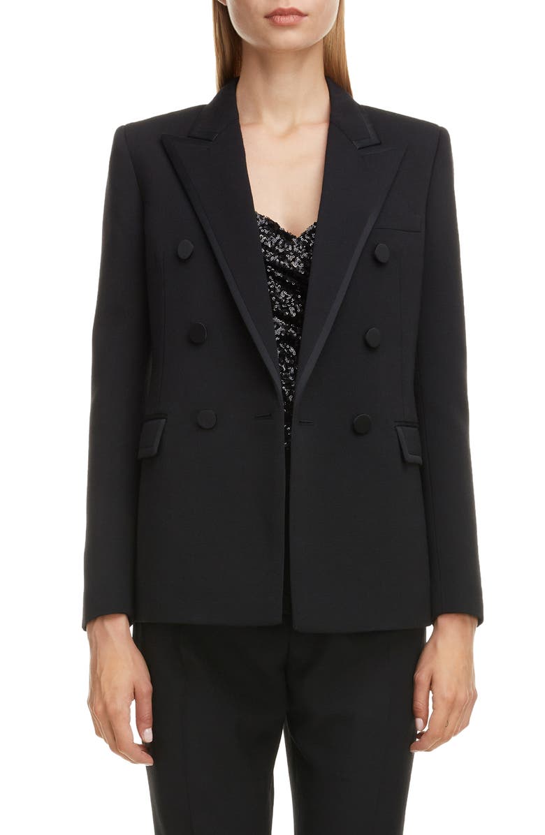 Saint Laurent Piped Double Breasted Jacket, Main, color, 