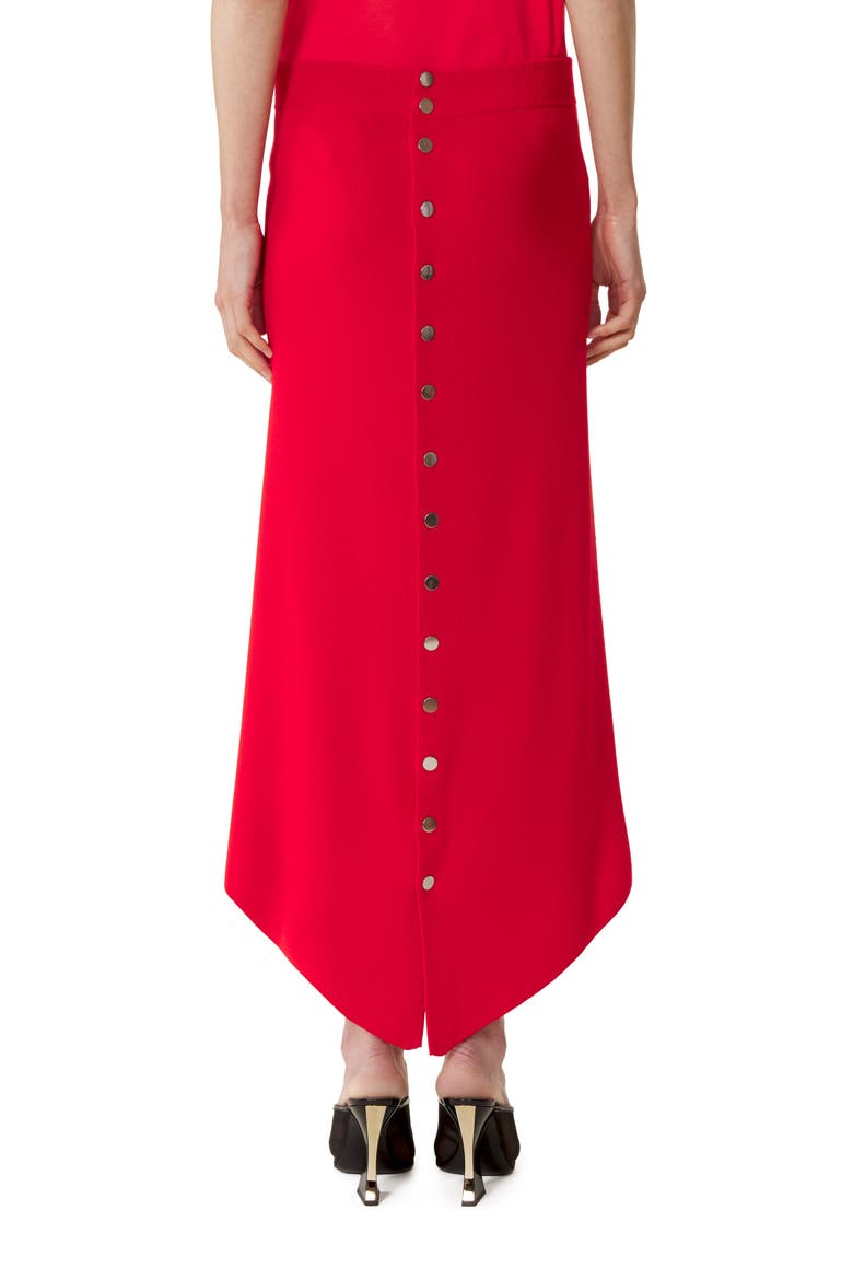Buttoned Long Skirt In Merino Wool, Alternate, color, Red
