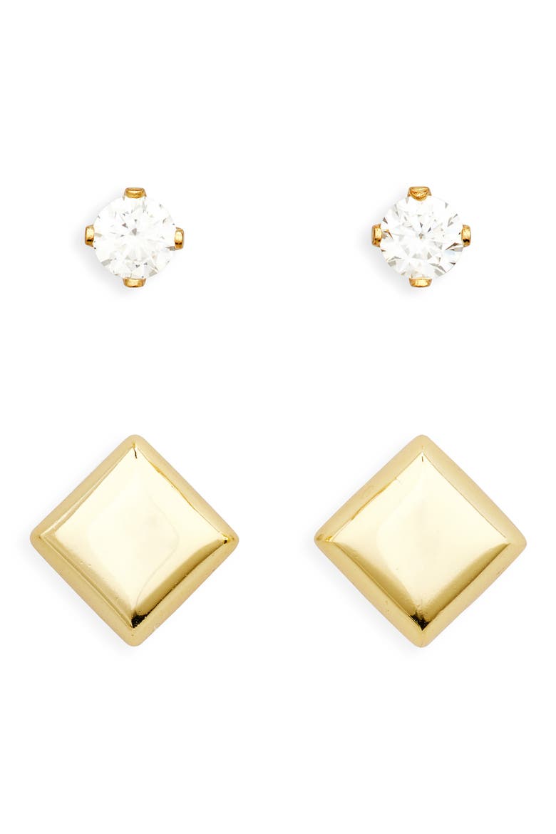 Set of 2 Stud Earrings, Main, color, GOLD