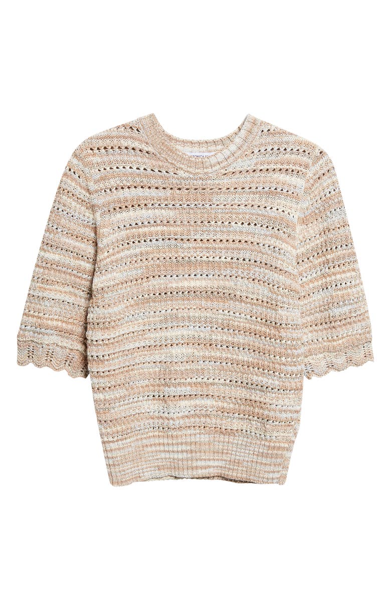 Veronica Beard Merivale Metallic Cotton Blend Sweater, Alternate, color, Beige Multi