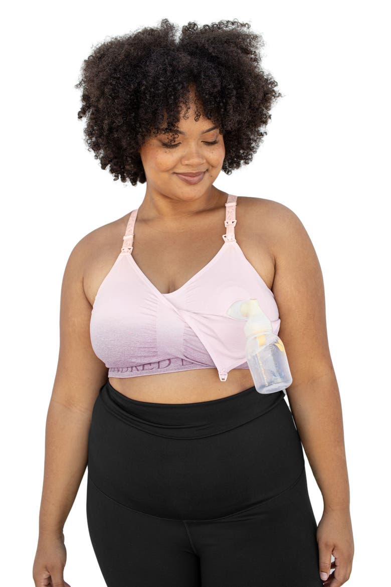Sublime Hands-Free Pumping & Nursing Sports Bra - Sizing Available in B-D Cup, Alternate, color, OMBRE PURPLE