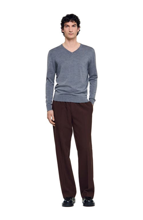 Sandro Fine Wool Sweater In Gray