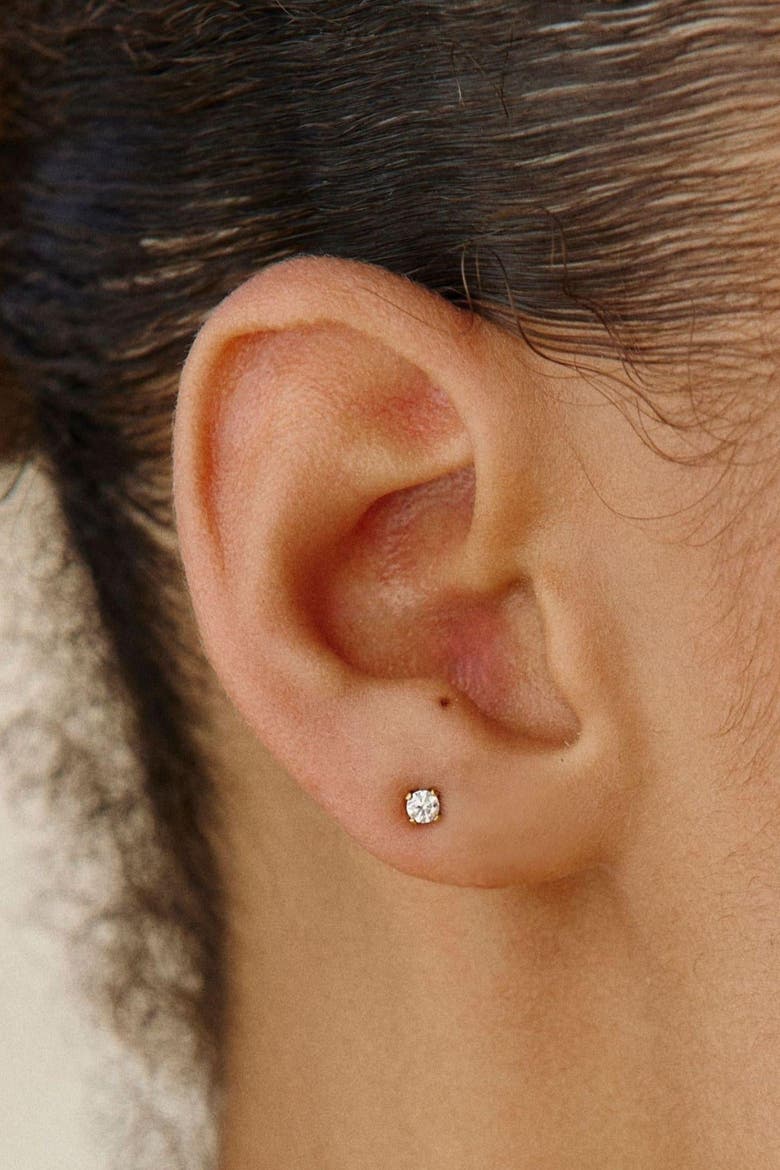 Zircon Stud Earrings, Alternate, color, Gold