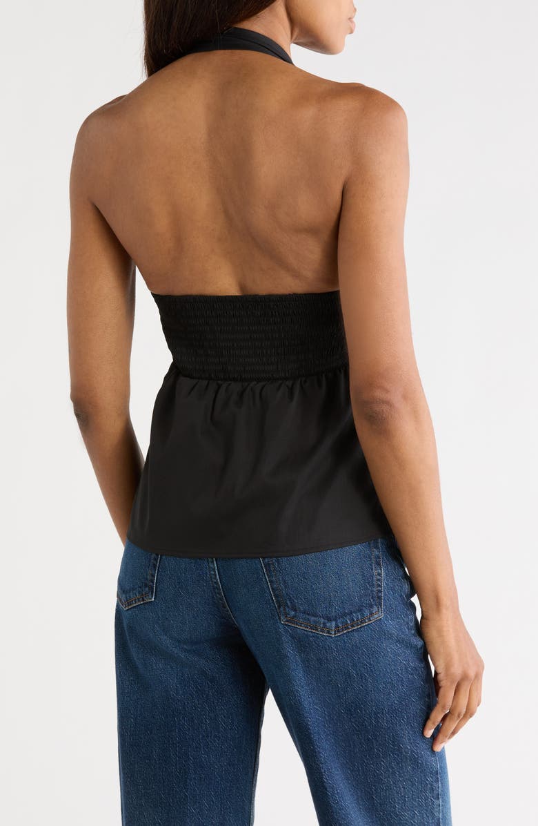 Leith Cotton Blend Halter Top, Alternate, color, Black
