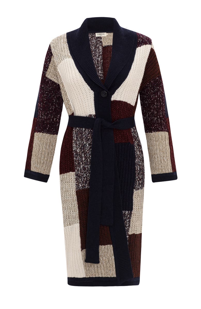 Labeca London Vivienne Wool Midi Robe Cardigan, Alternate, color, Black