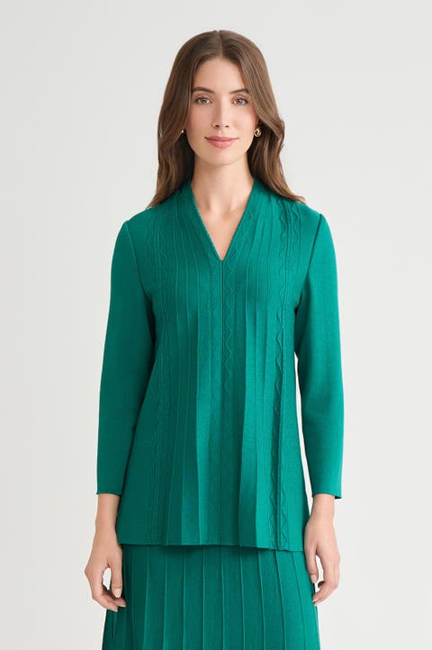 Tonal Multi Stitch Flared Soft Knit Tunic