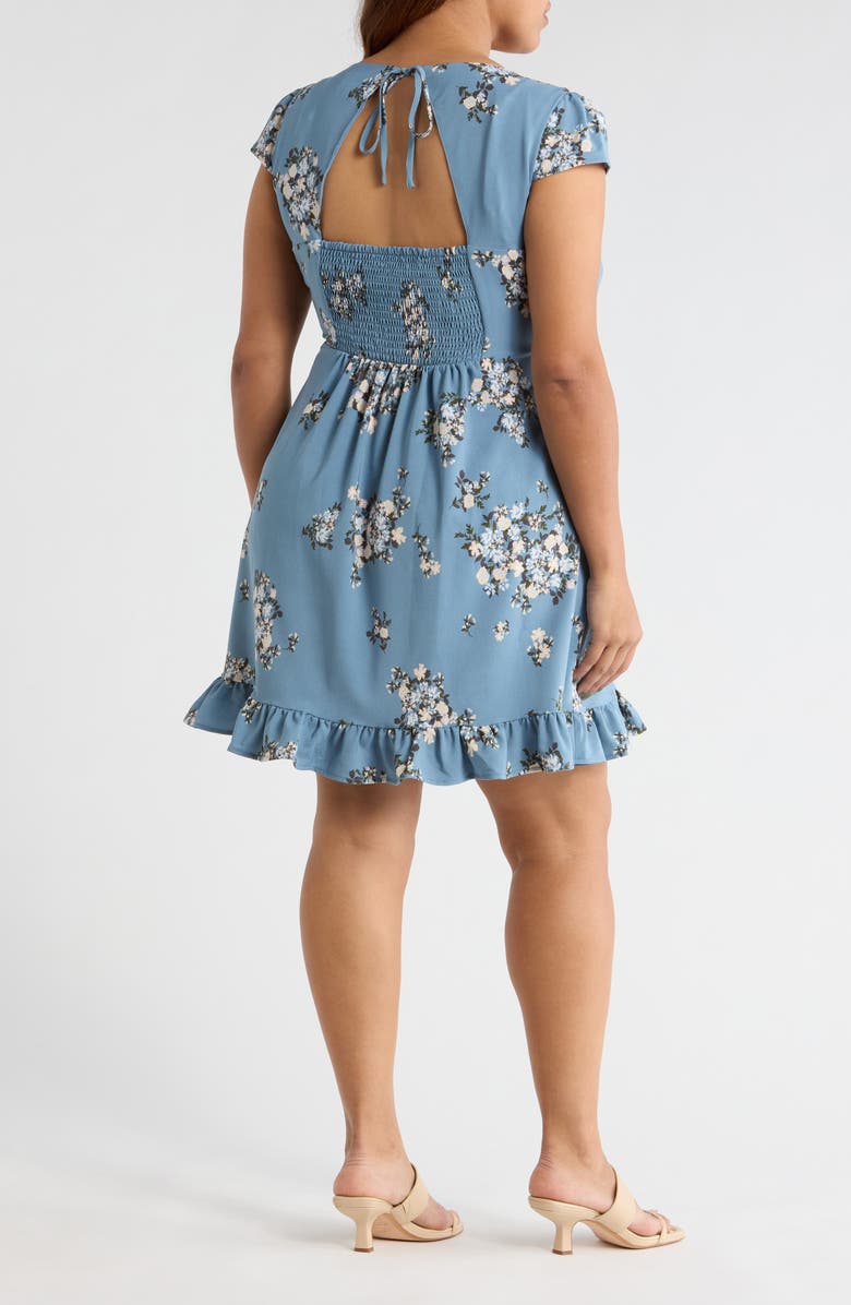 SUGARLIPS Moxie Floral Ruffle Minidress, Alternate, color, Blue-Multi
