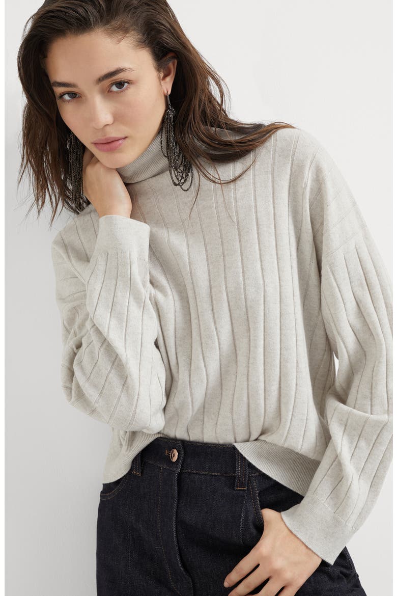 Turtleneck sweater with monili, Alternate, color, Pearl Grey