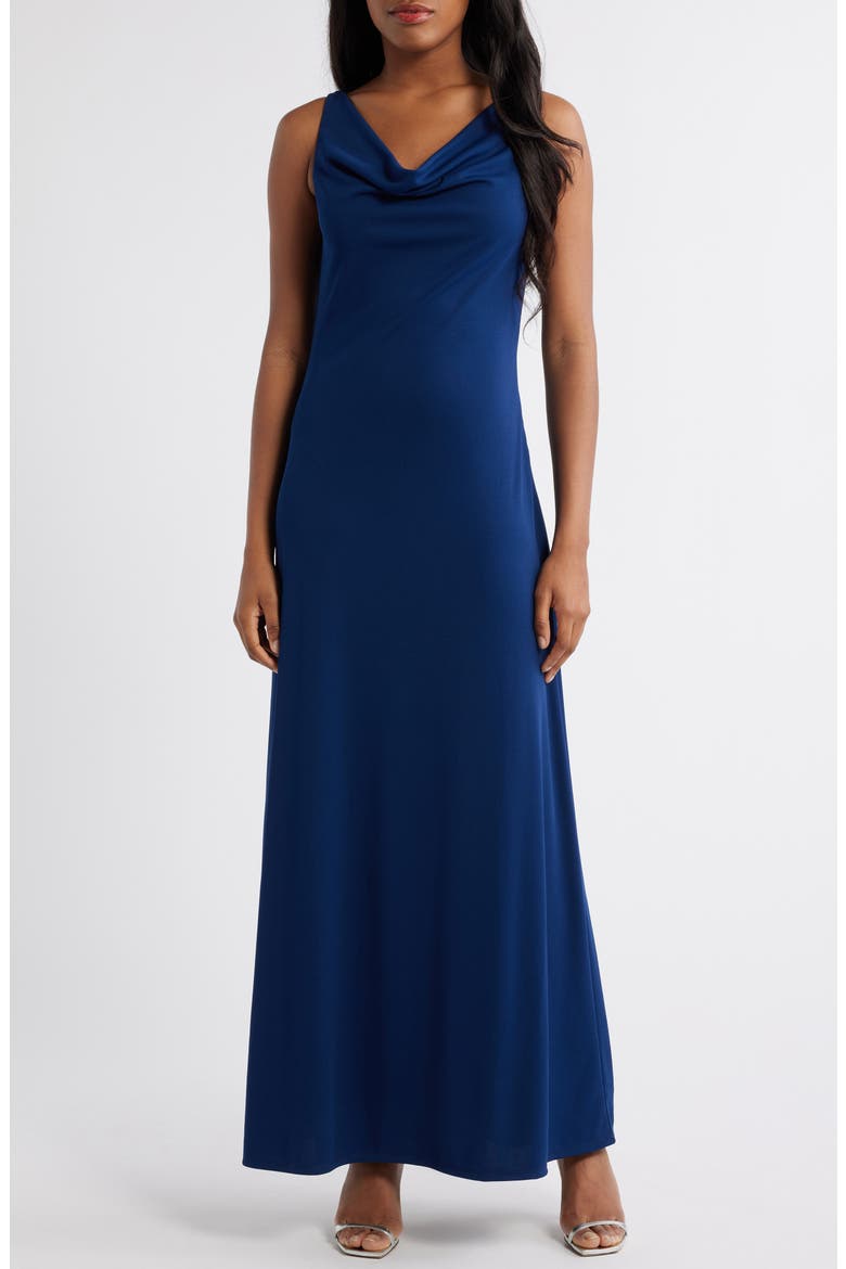 The Tamara Cowl Neck Gown, Main, color, BLUE