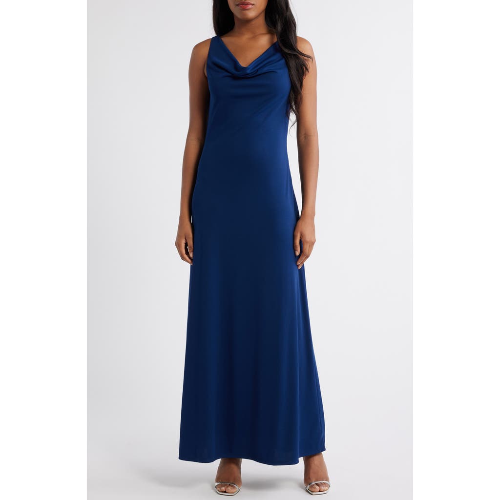 WAYF The Tamara Cowl Neck Gown in Blue