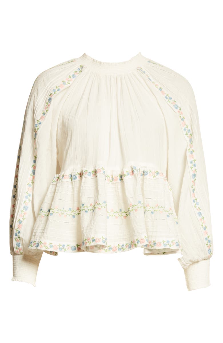byTiMo Embroidered Peplum Cotton Top, Alternate, color, 