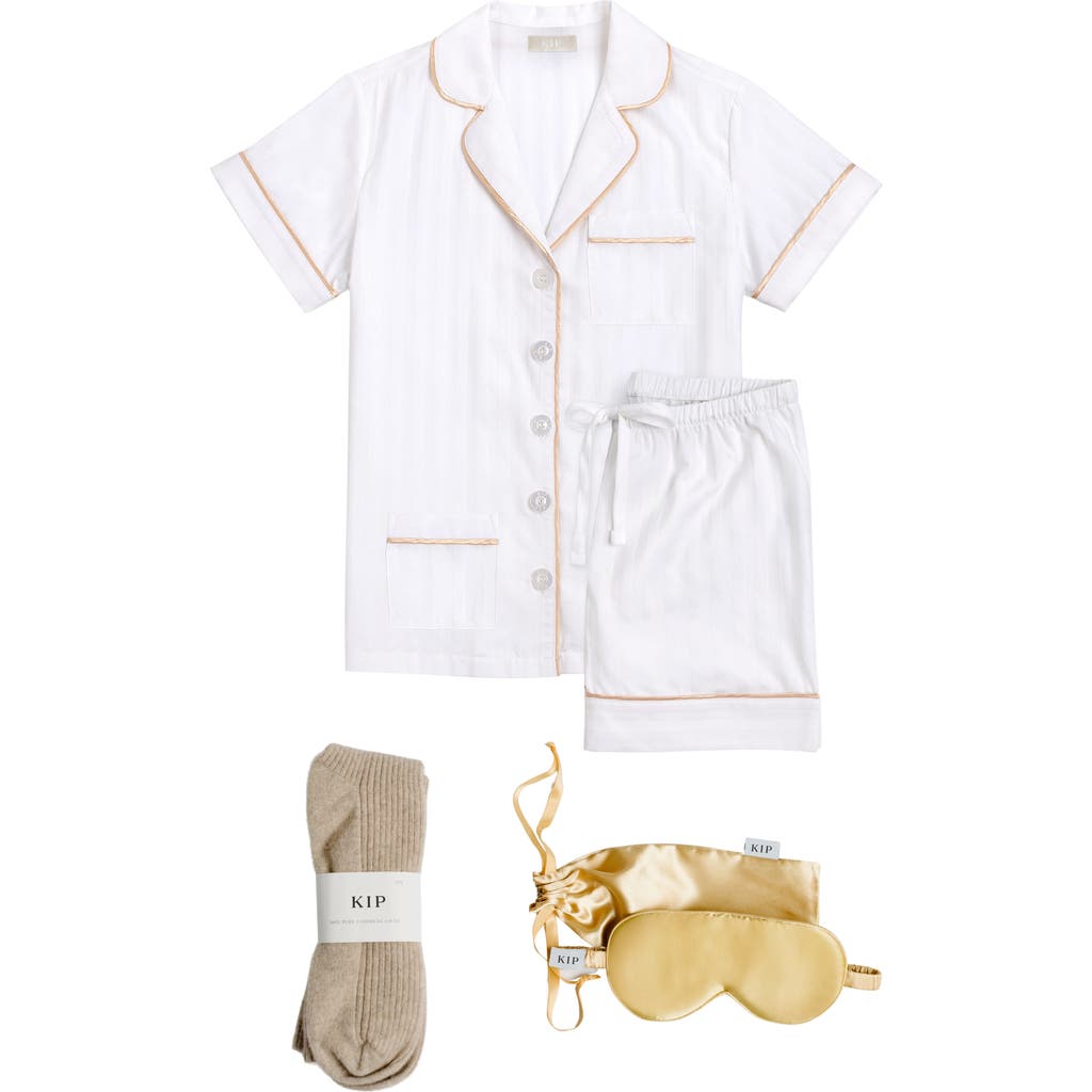 Kip. Kip Premium Cotton Short Pajama Gift Set In Lily White