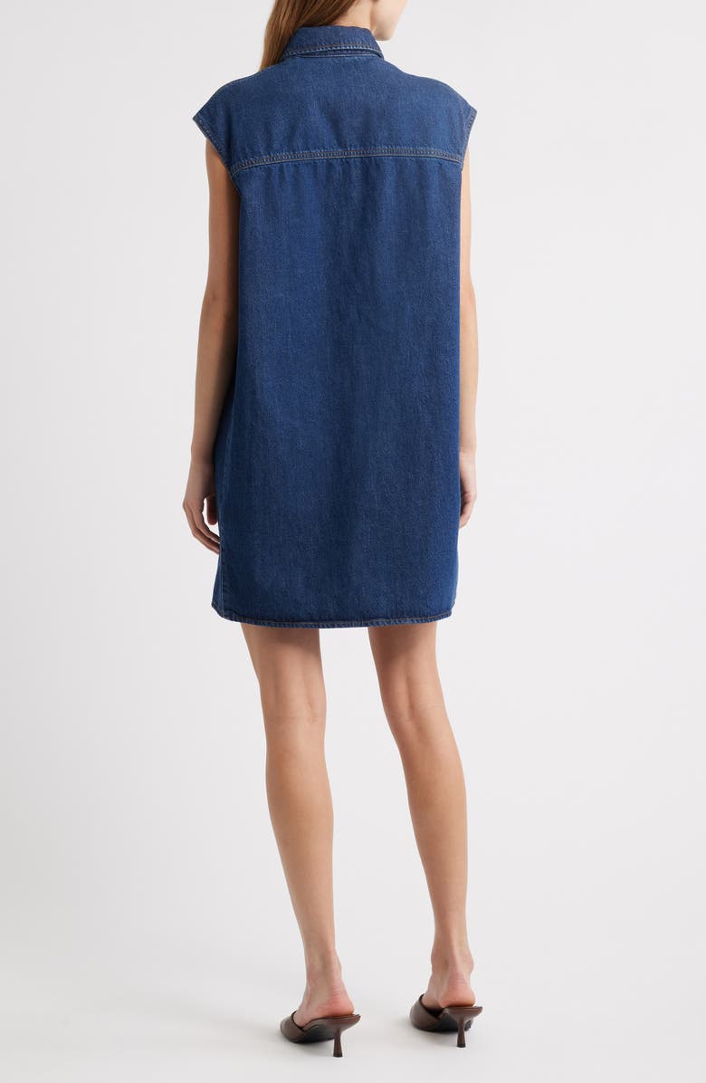 FRAME The Sleeveless Denim Mini Shirtdress, Alternate, color, Fault