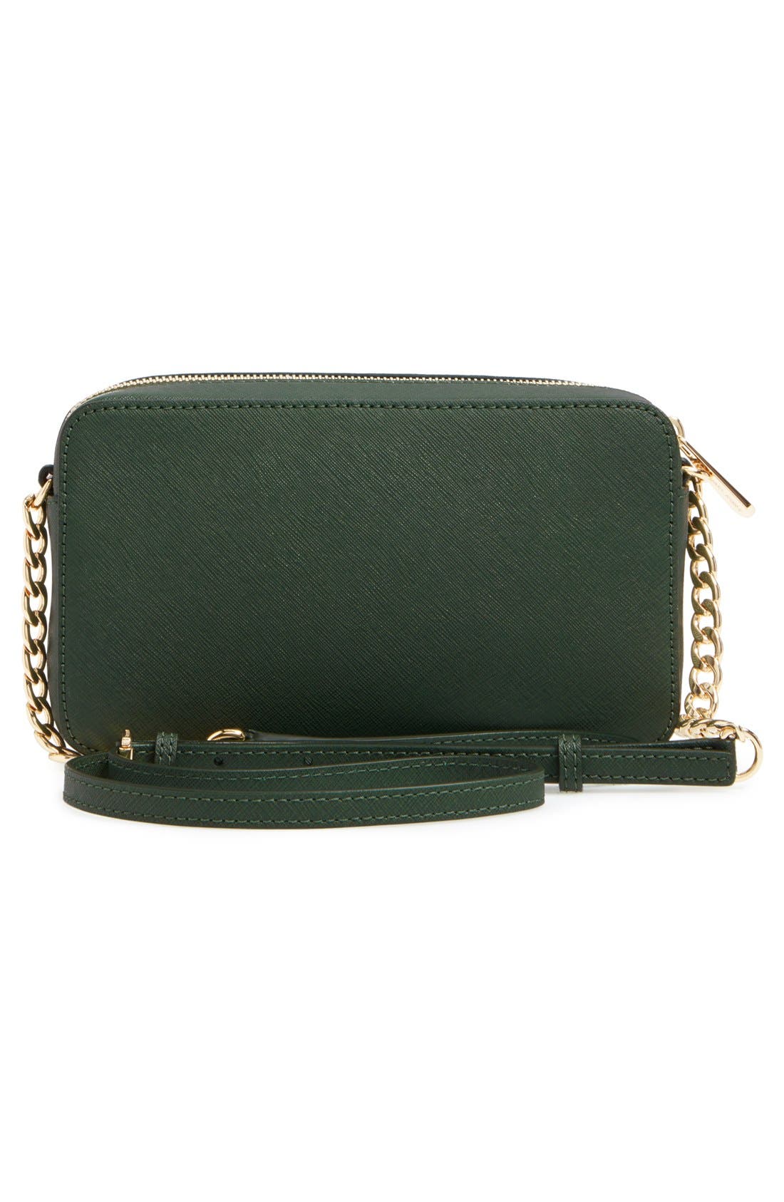 'Medium Jet Set' Saffiano Leather Crossbody Bag, Alternate, color, MOSS/ GOLD