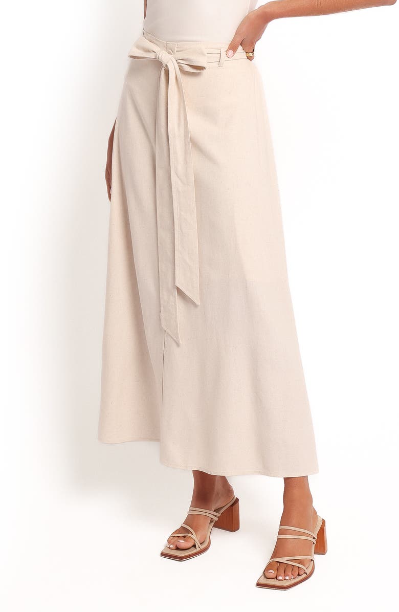 Petal & Pup Xander Tie Waist Maxi Skirt, Alternate, color, Oatmeal
