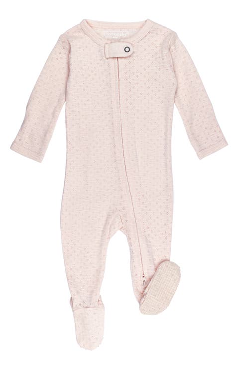 Organic Cotton Pointelle Zip Footie