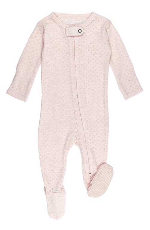 L'ovedbaby Organic Cotton Pointelle Zip Footie In Cotton Candy