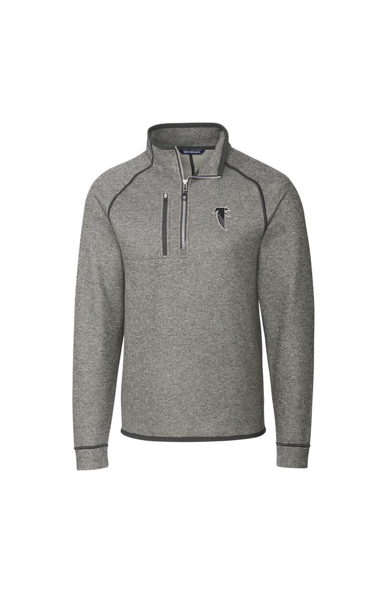 Cutter & Buck Men's Cutter & Buck Heather Gray Atlanta Falcons Mainsail Sweater-Knit Big & Tall Half-Zip Pullover Jacket, Alternate, color, 