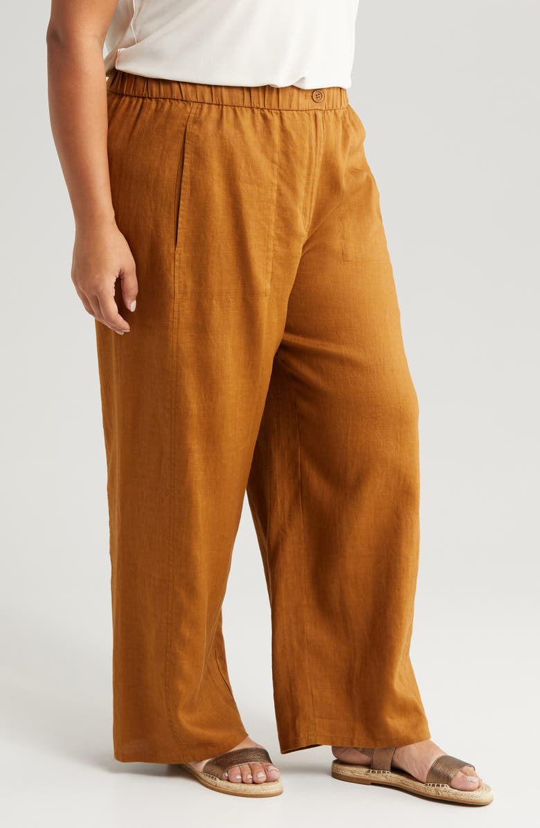 Eileen Fisher Wide Leg Organic Linen Ankle Pants, Alternate, color,