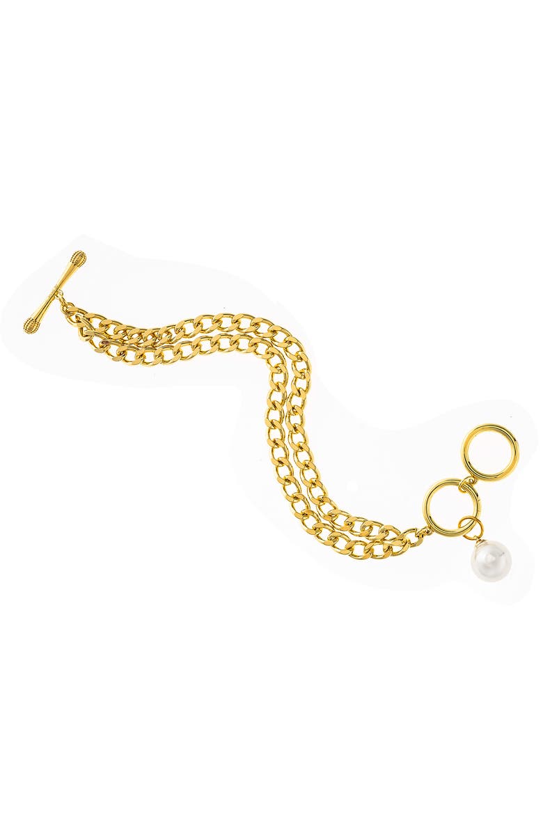 RIVKA FRIEDMAN Faux Pearl Double Chain Bracelet, Main, color, Pearl