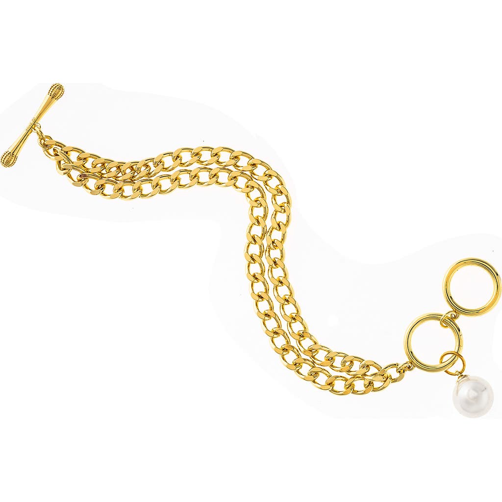 Rivka Friedman Faux Pearl Double Chain Bracelet In White