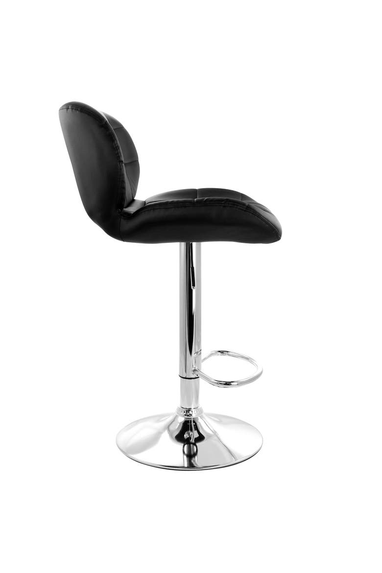 2 Piece Faux Leather Tufted Bar Stool with Adjustable Height, Alternate, color, Black