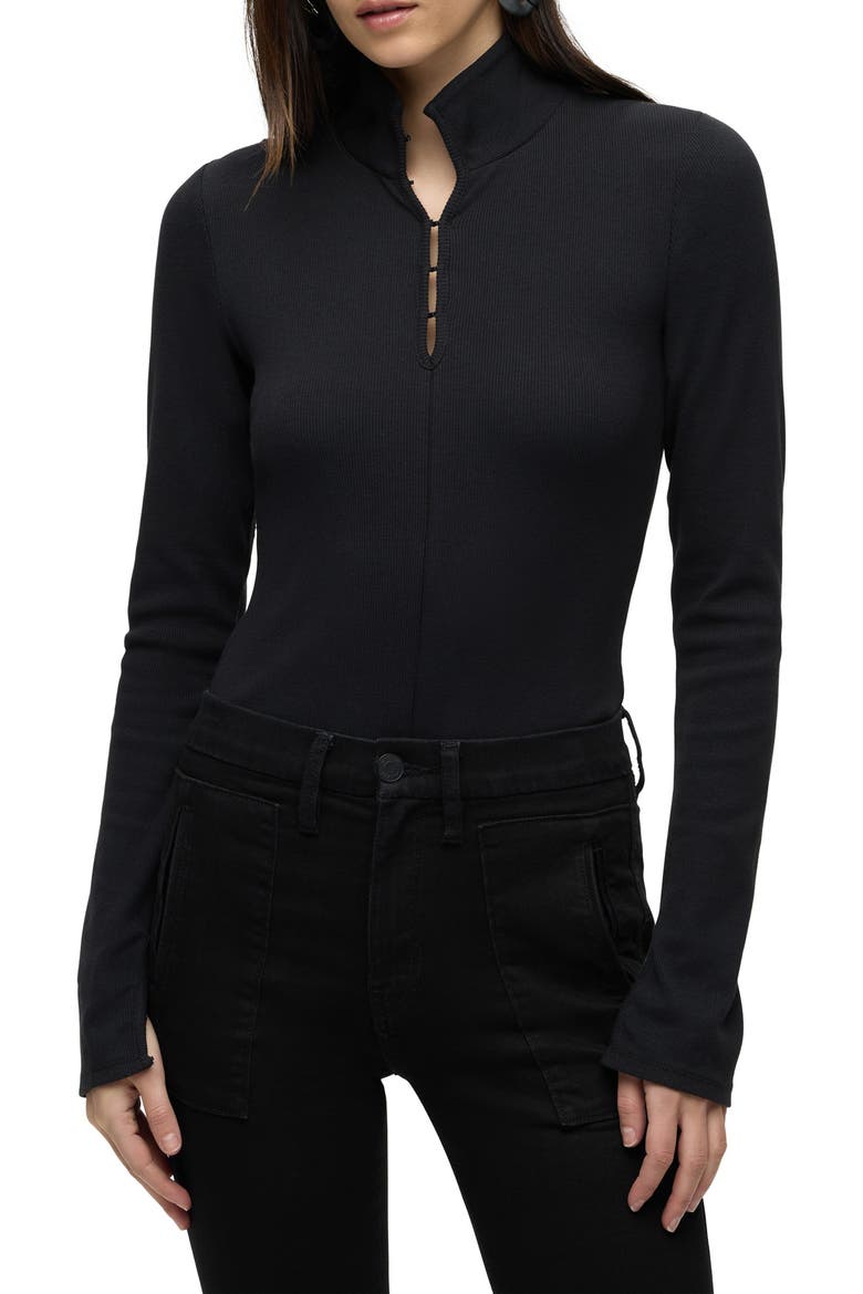 Long Sleeve Bodysuit, Main, color, BLACK