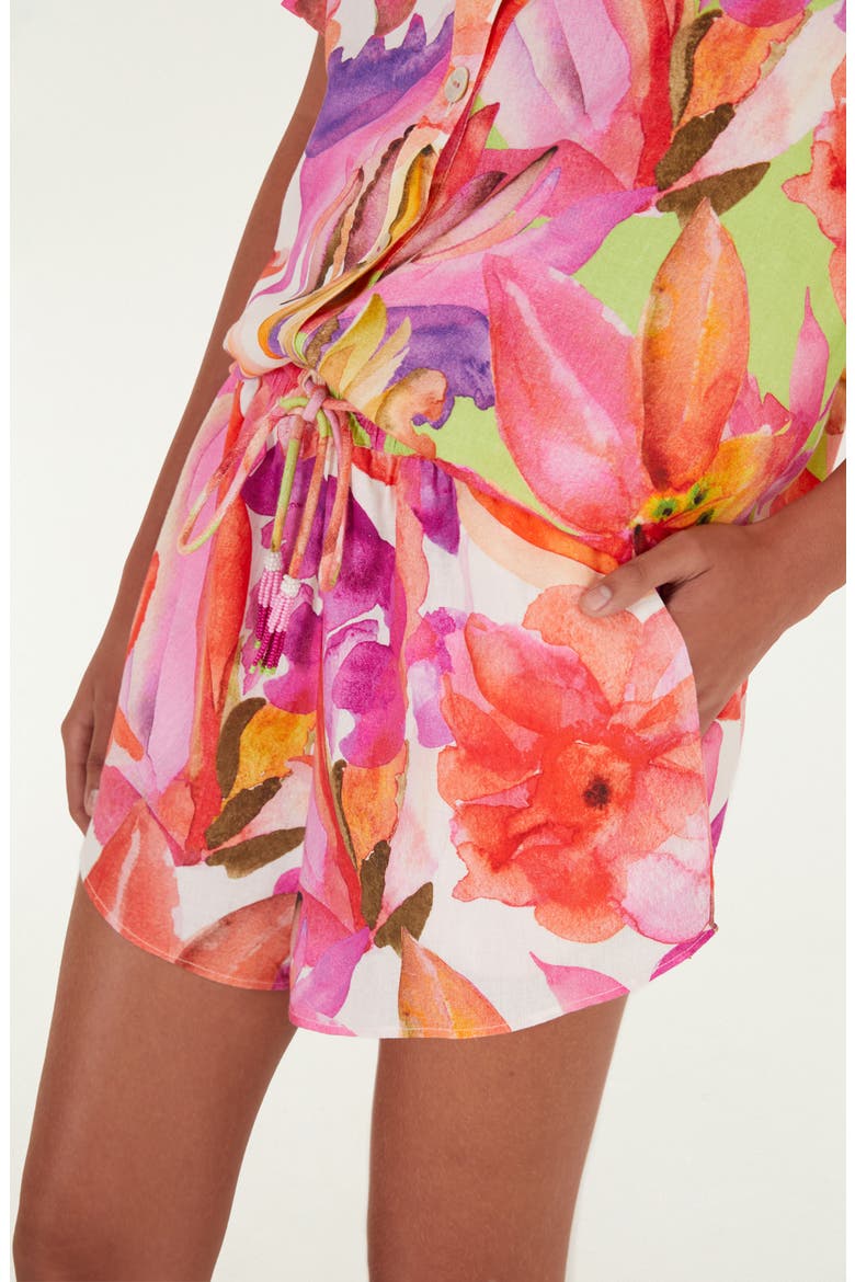 Artsy Flora Drawsting Shorts, Alternate, color, ARTSY FLORA OFF-WHITE