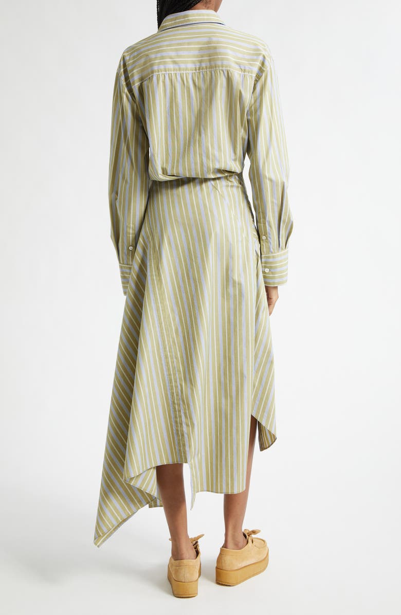 MONSE Cascade Stripe Long Sleeve Deconstructed Shirtdress, Alternate, color, Light Olive