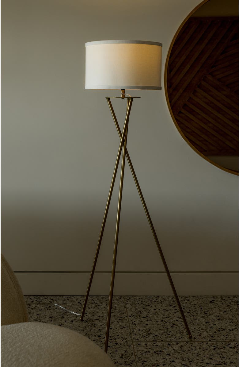 Brightech Jaxon 60' Smart Home Compatible LED Twisted Tripod Floor Lamp, Alternate, color, Antique Brass