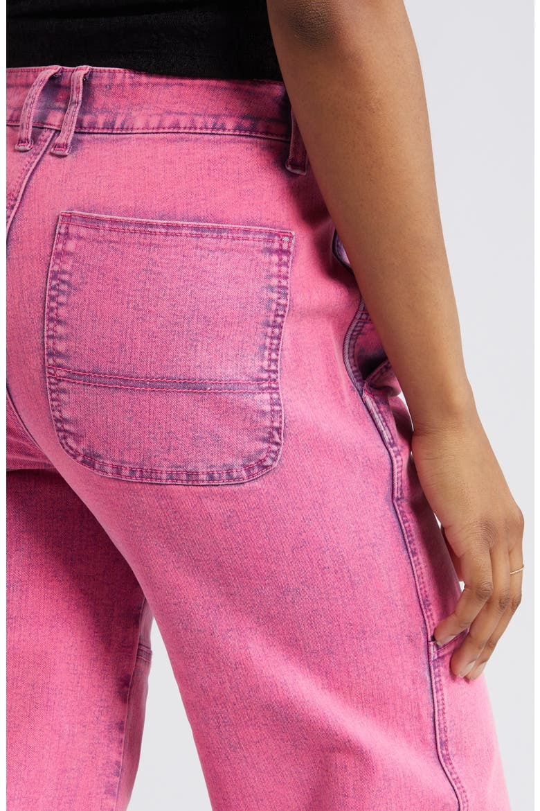 Acid Wash Paneled Wide Leg Carpenter Jeans, Alternate, color, ROSABELLA