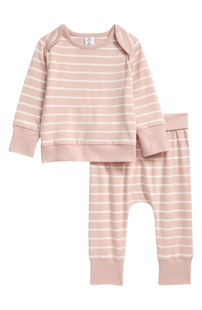 Nordstrom Stripe Organic Cotton Top & Pants Set, Main, color,
