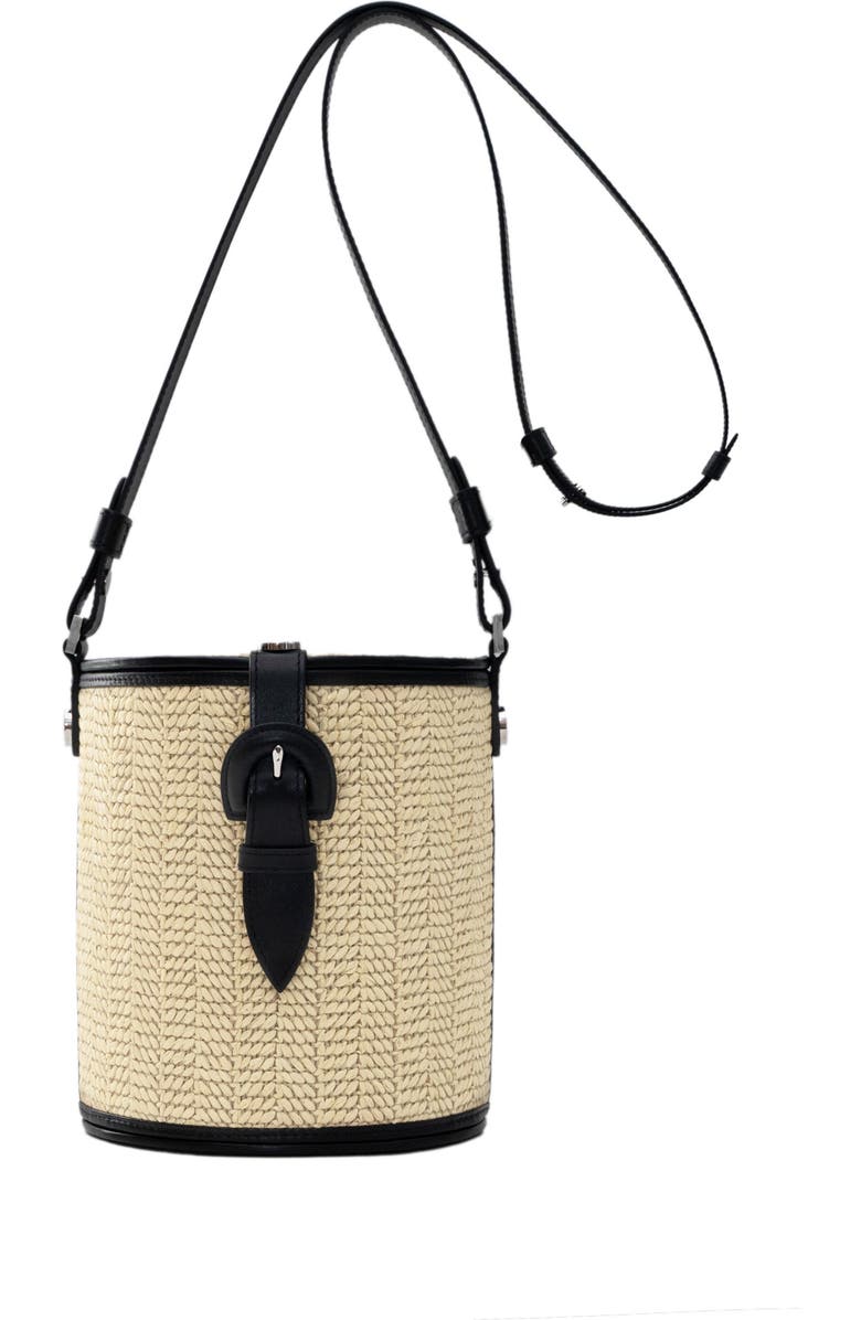 PERRIN PARIS La Parisienne Xbody Raphia, Main, color, Raphia Beige / Black