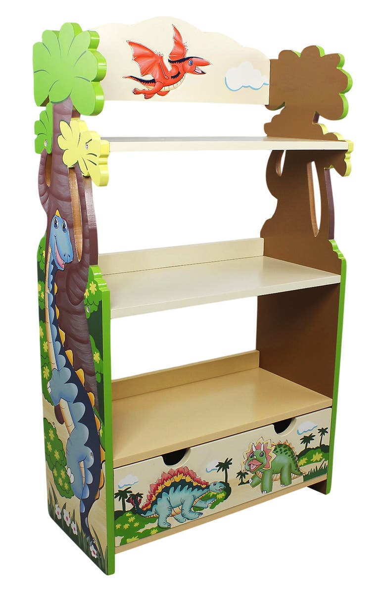 Teamson Kids Fantasy Fields Dinosaur Kingdom Wood Bookshelf, Main, color,