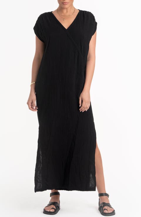 Gathered Shoulder Tie Back Dress