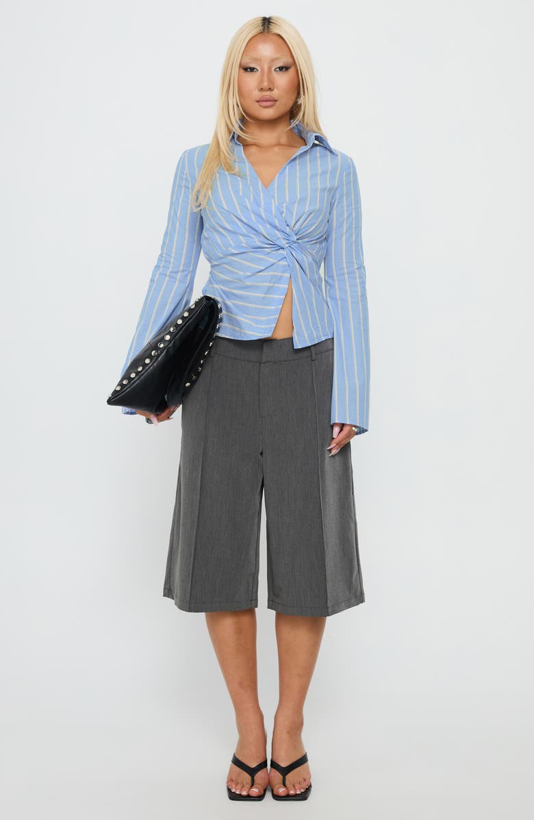 Princess Polly Ameliah Twist Crop Shirt, Alternate, color, Blue Stripe