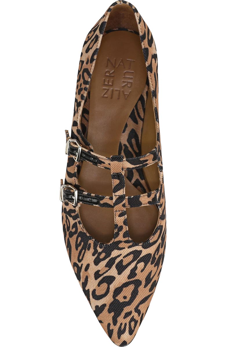 Naturalizer Brigitte T-Strap Mary Jane Flat, Alternate, color, Leopard Print Brown Fabric