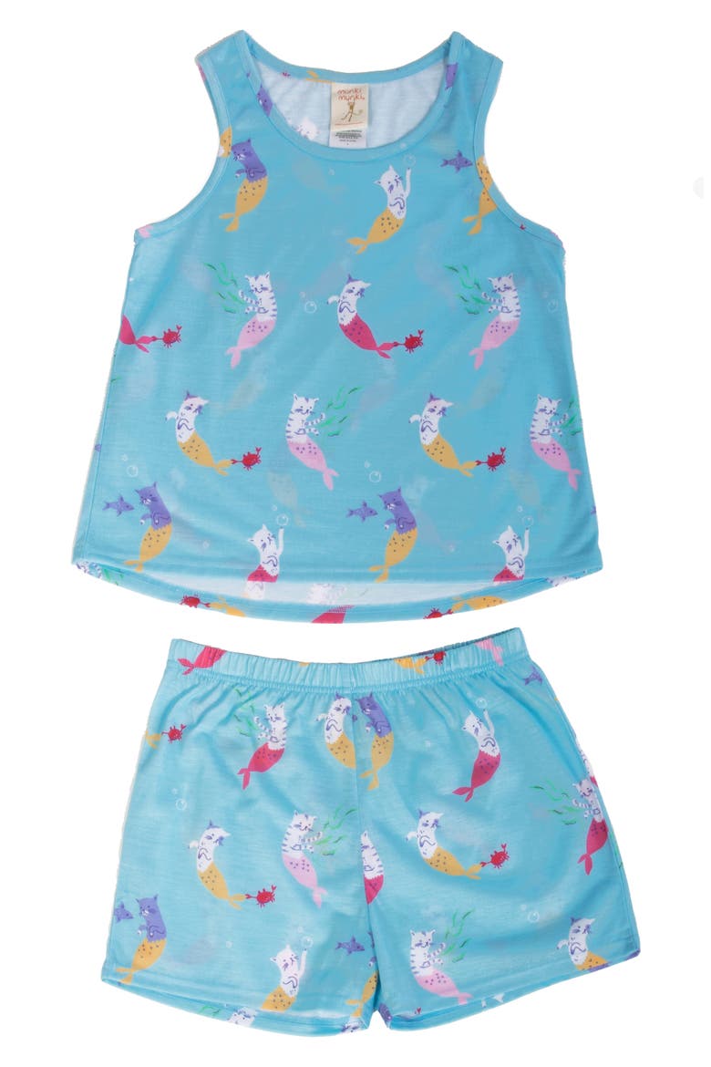 Kids' Mer-Cat Print Two Piece Short Pajamas, Main, color, LG