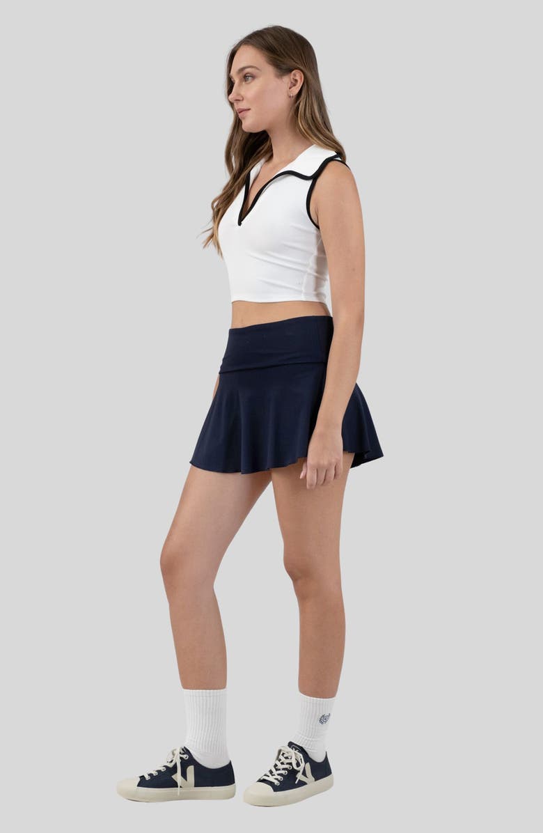 Blu Pepper Contrast Trim Johnny Collar Tank Top, Alternate, color, White