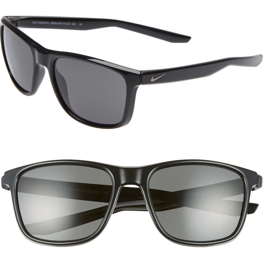 Nike Essential Endeavor 57mm Square Sunglasses In Black/grey