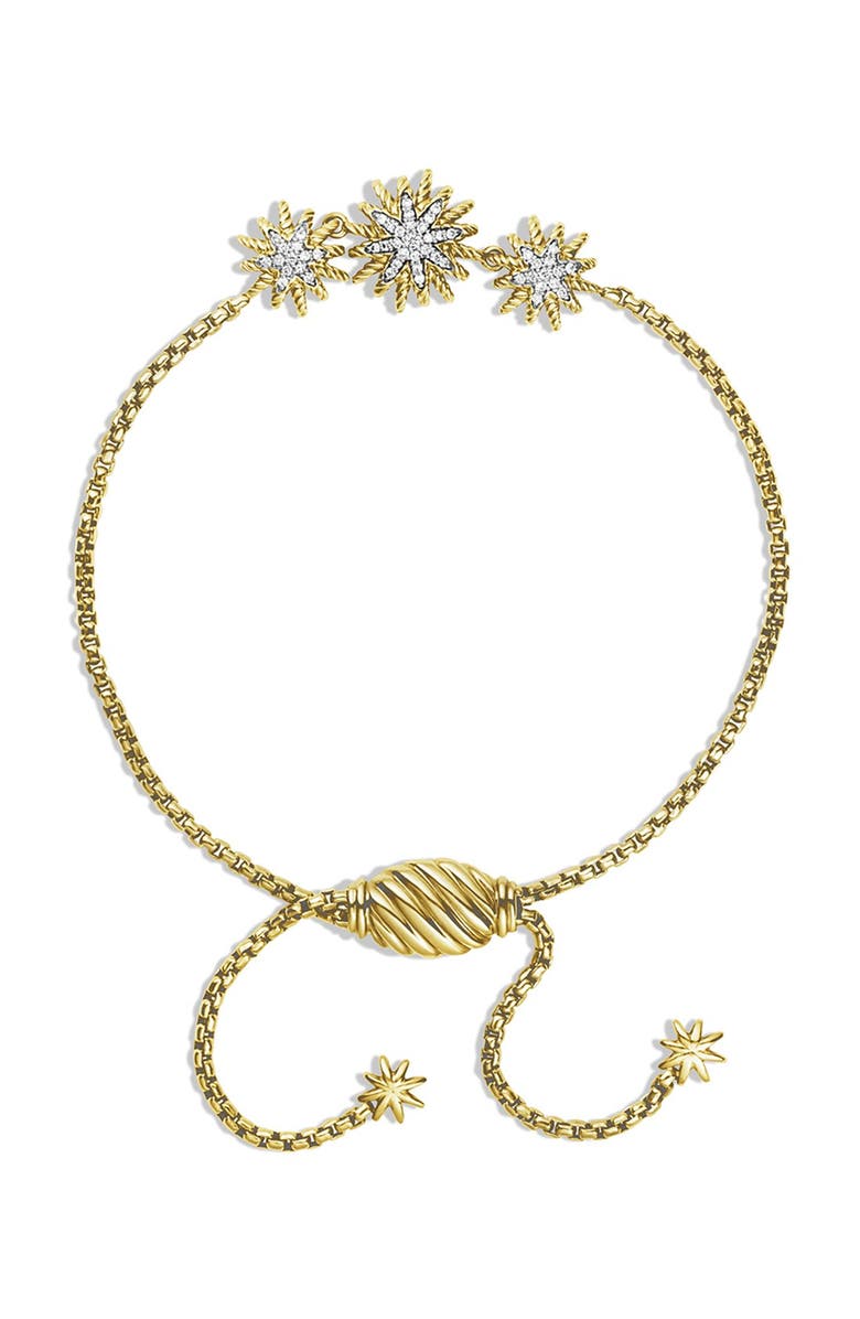 David Yurman 'Starburst' Three-Station Bracelet with Diamonds in Gold, Alternate, color,