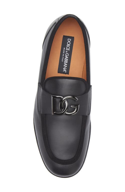 Dolce & Gabbana Moccasin With Logo Plaque In Nero