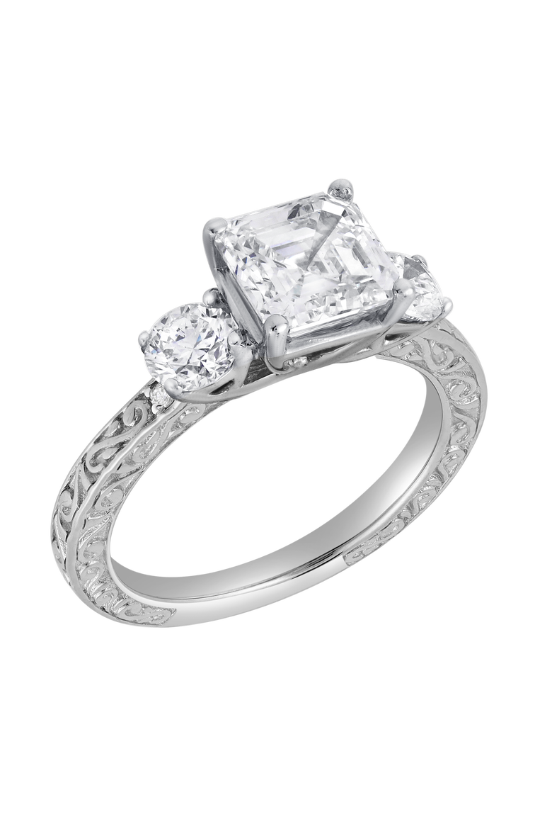 Nyraelle 14K Gold 2.70 Ct Asscher Lab Grown Diamond Engagement Ring, Alternate, color, 14K White Gold