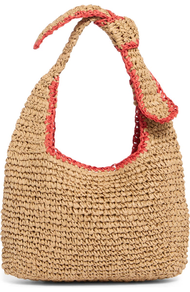 URBAN EXPRESSIONS HANDBAGS Woven Straw Knotted Strap Shoulder Bag, Main, color,