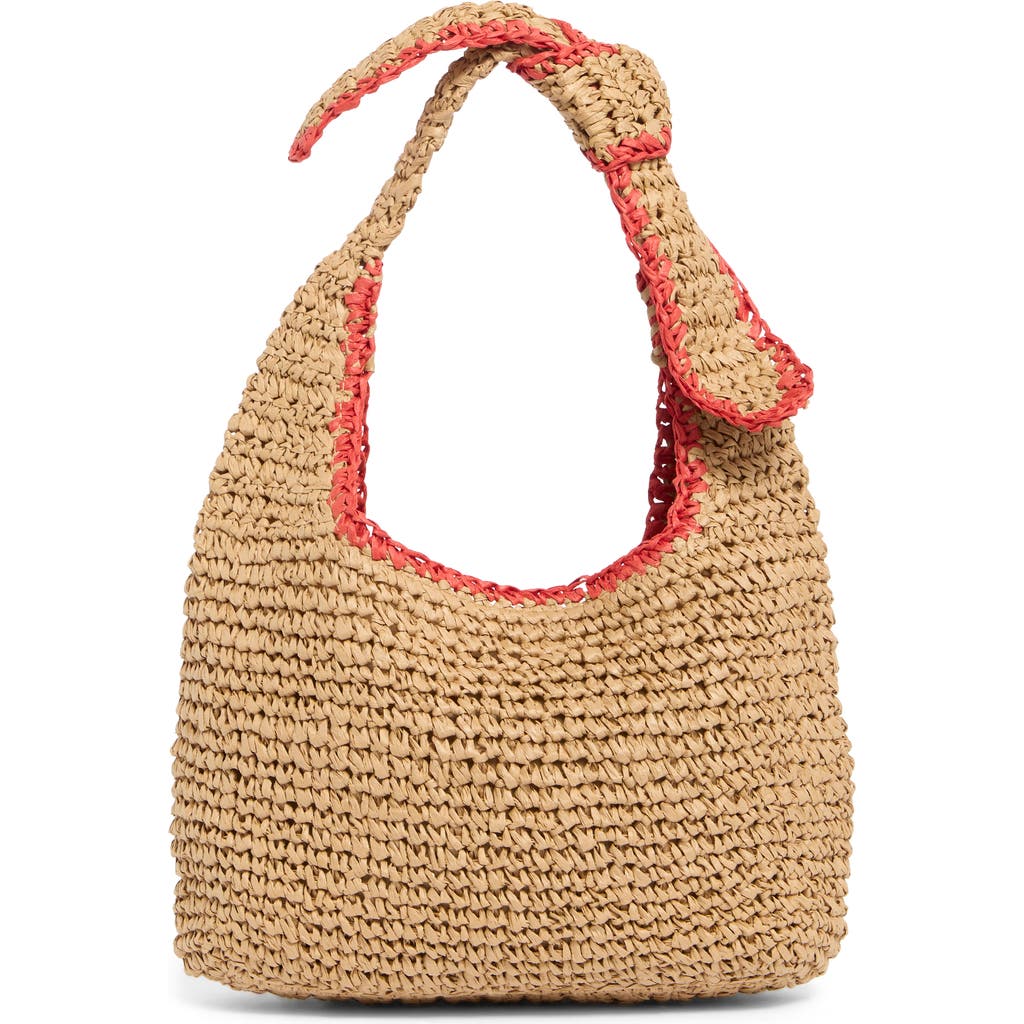 Urban Expressions Handbags Woven Straw Knotted Strap Shoulder Bag In Natural