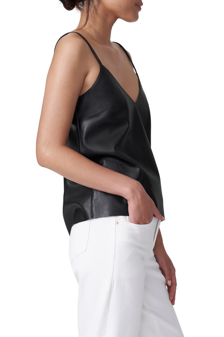Fatima Faux Leather Camisole, Alternate, color, BLACK